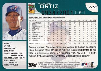 2001 Topps - Gold #722 Ramon Ortiz Back