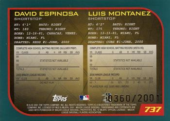 2001 Topps - Gold #737 David Espinosa / Lou Montanez Back