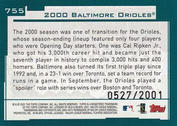 2001 Topps - Gold #755 Baltimore Orioles Back