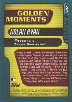 2001 Topps - Gold #785 Nolan Ryan Back