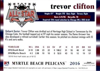 2016 Grandstand California/Carolina League All-Stars #NNO Trevor Clifton Back