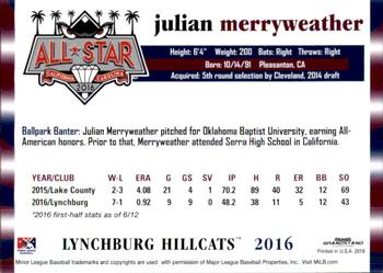 2016 Grandstand California/Carolina League All-Stars #NNO Julian Merryweather Back