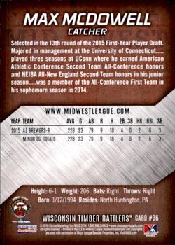 2016 Choice Midwest League All-Stars #36 Max McDowell Back