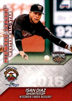 2016 Choice Midwest League All-Stars #40 Isan Diaz Front