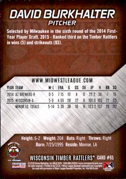 2016 Choice Midwest League All-Stars #65 David Burkhalter Back