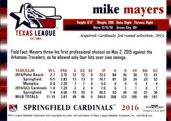 2016 Grandstand Texas League Top Prospects #NNO Mike Mayers Back