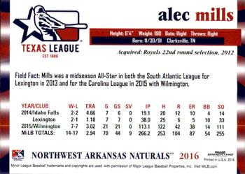 2016 Grandstand Texas League Top Prospects #NNO Alec Mills Back