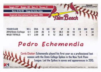 2016 Grandstand Palm Beach Cardinals #NNO Pedro Echemendia Back