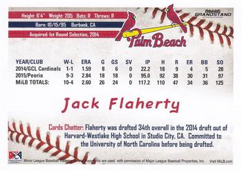 2016 Grandstand Palm Beach Cardinals #NNO Jack Flaherty Back