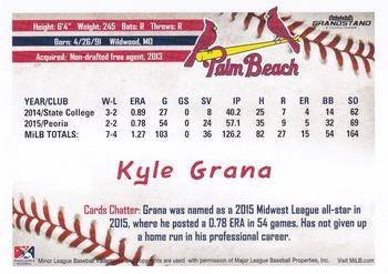 2016 Grandstand Palm Beach Cardinals #NNO Kyle Grana Back