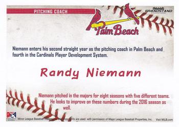 2016 Grandstand Palm Beach Cardinals #NNO Randy Niemann Back