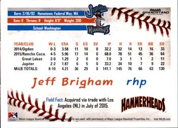 2016 Grandstand Jupiter Hammerheads #NNO Jeff Brigham Back