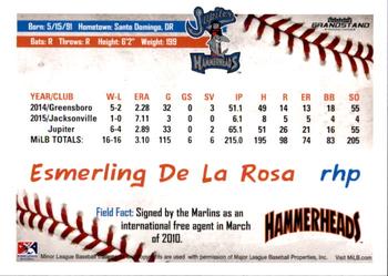 2016 Grandstand Jupiter Hammerheads #NNO Esmerling De La Rosa Back