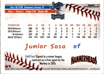 2016 Grandstand Jupiter Hammerheads #NNO Junior Sosa Back