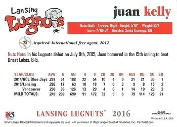 2016 Grandstand Lansing Lugnuts #NNO Juan Kelly Back