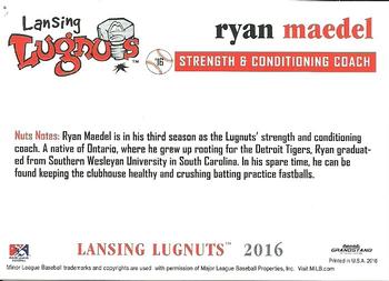 2016 Grandstand Lansing Lugnuts #NNO Ryan Maedel Back