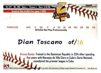 2016 Grandstand Mississippi Braves #NNO Dian Toscano Back