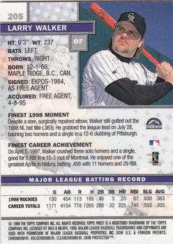 1999 Finest #205 Larry Walker Back