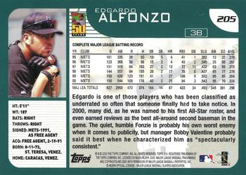 2001 Topps - Home Team Advantage #205 Edgardo Alfonzo Back