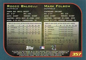 2001 Topps - Home Team Advantage #357 Rocco Baldelli / Mark Folsom Back