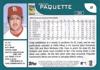 2001 Topps - Home Team Advantage #8 Craig Paquette Back
