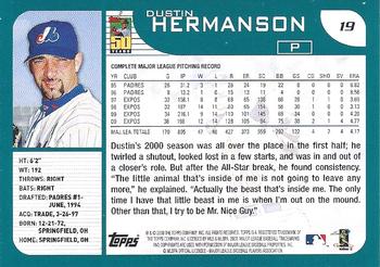 2001 Topps - Home Team Advantage #19 Dustin Hermanson Back