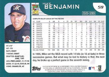 2001 Topps - Home Team Advantage #59 Mike Benjamin Back