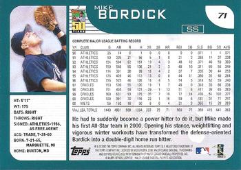 2001 Topps - Home Team Advantage #71 Mike Bordick Back