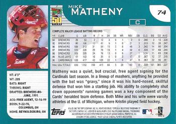 2001 Topps - Home Team Advantage #74 Mike Matheny Back