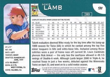 2001 Topps - Home Team Advantage #91 Mike Lamb Back