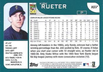 2001 Topps - Home Team Advantage #107 Kirk Rueter Back