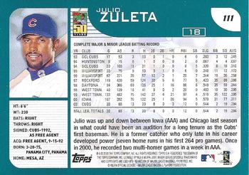 2001 Topps - Home Team Advantage #111 Julio Zuleta Back