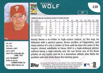 2001 Topps - Home Team Advantage #131 Randy Wolf Back