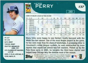 2001 Topps - Home Team Advantage #137 Herb Perry Back
