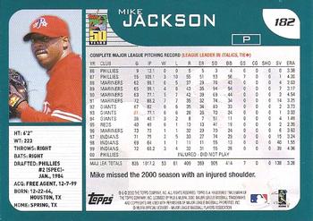 2001 Topps - Home Team Advantage #182 Mike Jackson Back