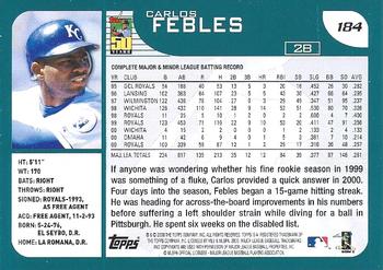 2001 Topps - Home Team Advantage #184 Carlos Febles Back