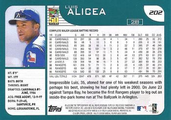 2001 Topps - Home Team Advantage #202 Luis Alicea Back