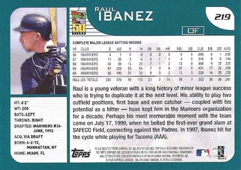2001 Topps - Home Team Advantage #219 Raul Ibanez Back