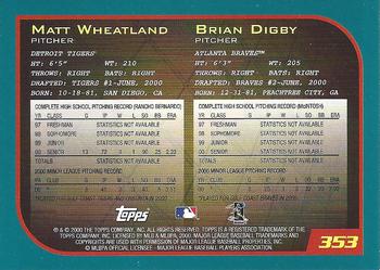 2001 Topps - Home Team Advantage #353 Matt Wheatland / Bryan Digby Back