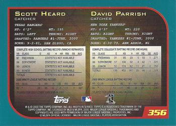 2001 Topps - Home Team Advantage #356 Scott Heard / David Parrish Back