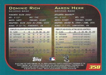 2001 Topps - Home Team Advantage #358 Dominic Rich / Aaron Herr Back