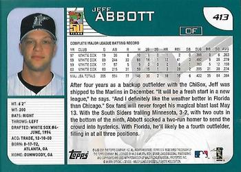 2001 Topps - Home Team Advantage #413 Jeff Abbott Back