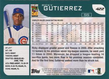 2001 Topps - Home Team Advantage #422 Ricky Gutierrez Back