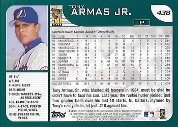 2001 Topps - Home Team Advantage #438 Tony Armas Jr. Back