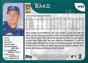 2001 Topps - Home Team Advantage #445 Paul Bako Back