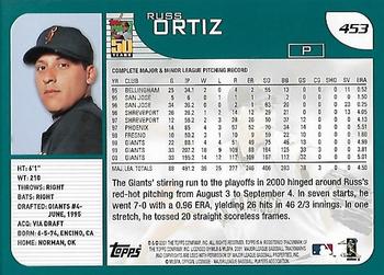 2001 Topps - Home Team Advantage #453 Russ Ortiz Back