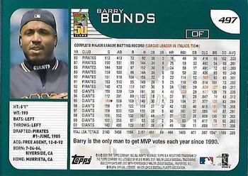 2001 Topps - Home Team Advantage #497 Barry Bonds Back