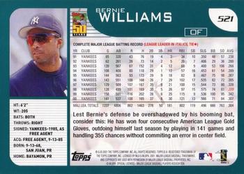 2001 Topps - Home Team Advantage #521 Bernie Williams Back