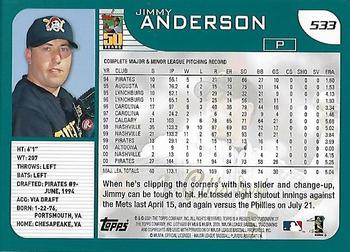 2001 Topps - Home Team Advantage #533 Jimmy Anderson Back