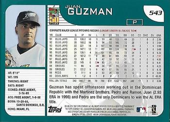 2001 Topps - Home Team Advantage #543 Juan Guzman Back